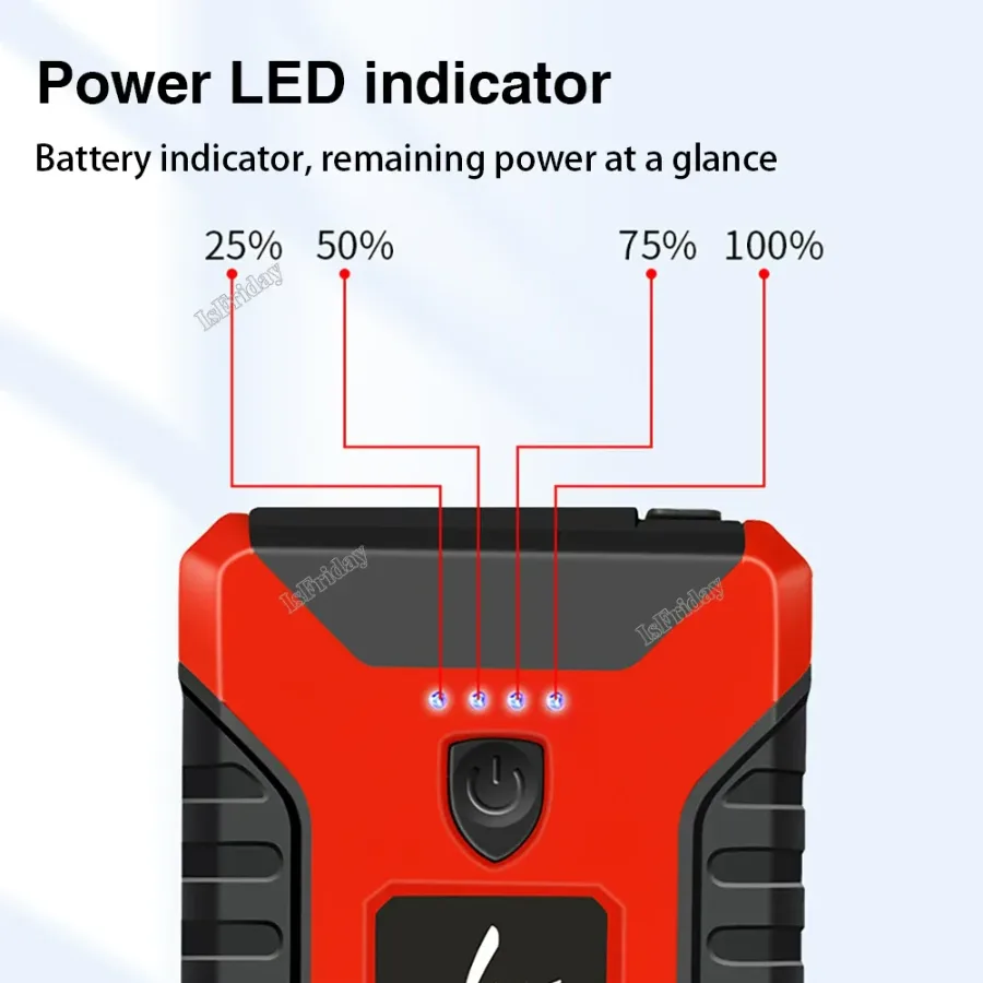 Portable Car Jump Starter Power Bank, Battery Booster Charger, Starting Device, Auto Emergency, Lighting Start-up, 12V - Jump starter + tire inflator — photo 7