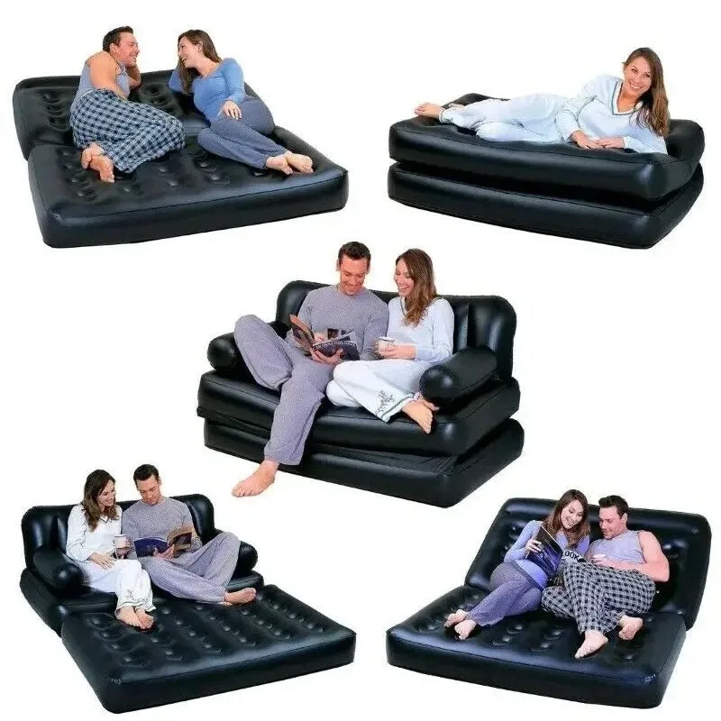 5-In-1 Double Multifunction Inflatable Fashion Air Sofa Queen Double Bed Mattress (L188 x W152 x H64)cm — photo 3