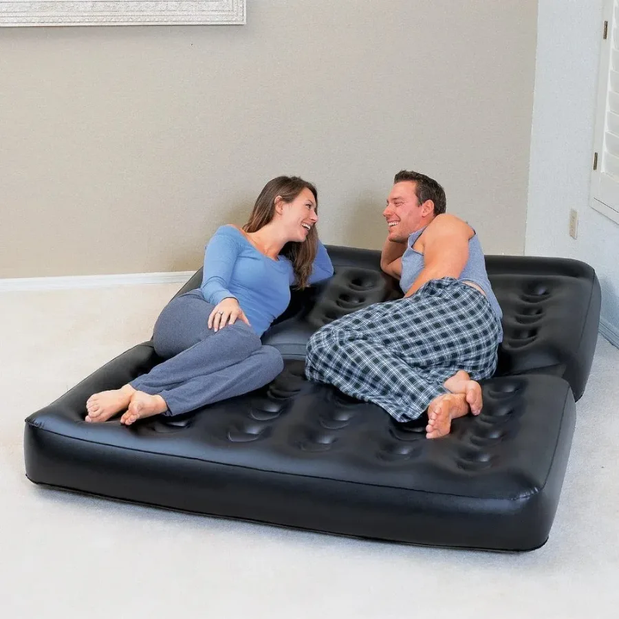 5-In-1 Double Multifunction Inflatable Fashion Air Sofa Queen Double Bed Mattress (L188 x W152 x H64)cm β photo 4