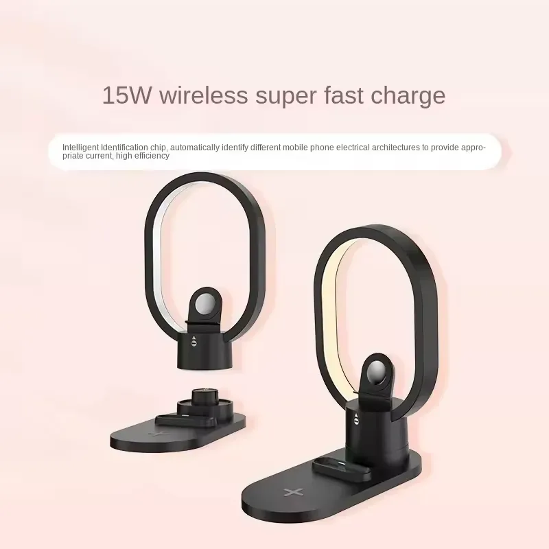 4 in 1 Night Light Wireless Charger for Apple Watch Airpods 15W Fast Charging Station White β photo 2