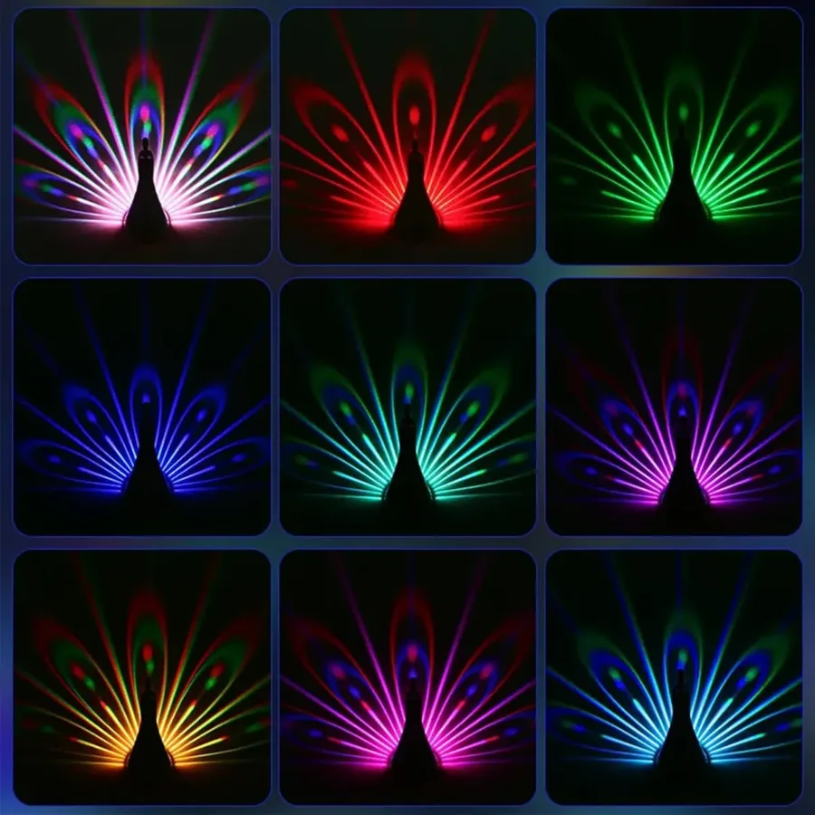 Peacock Projection Lamp, Wall Light with Remote Control β photo 4