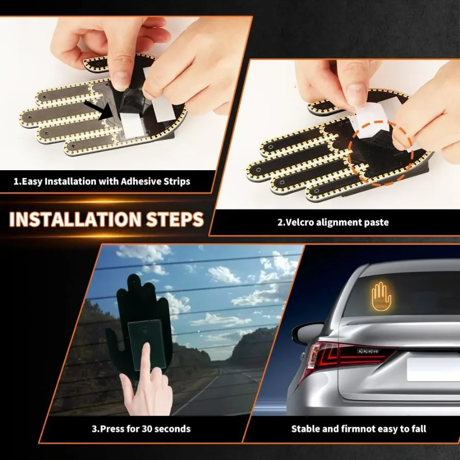 LED Hand Signal Car 3 Modes Middle Finger for Car Rear Window Road With Remote Control β photo 5