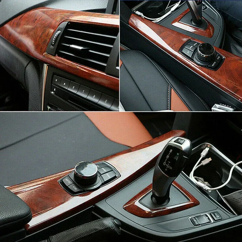 High Gloss Car Sticker Waterproof Car Interior Adhesive Wood Grain Film β photo 3