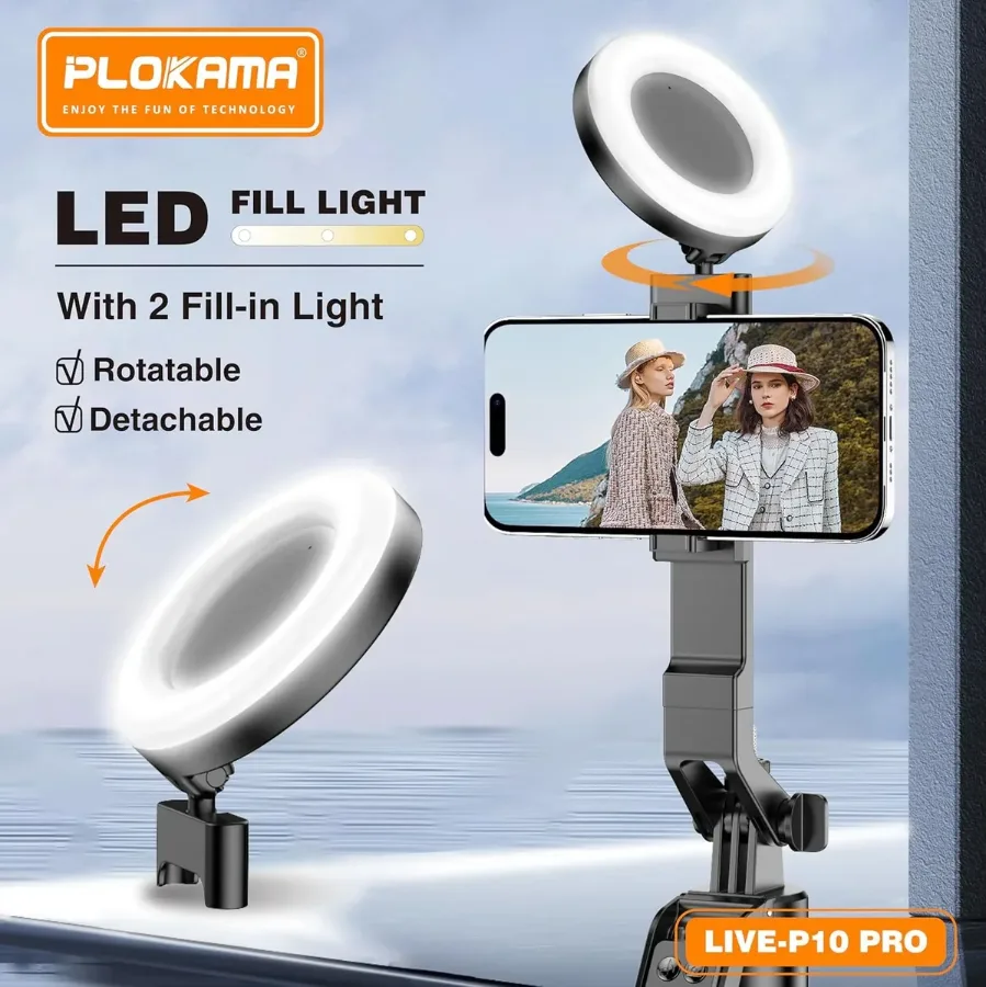 Plokama 3 IN 1 Selfie Stick Tripod with LED Light & Remote Live-P10 Pro β photo 5