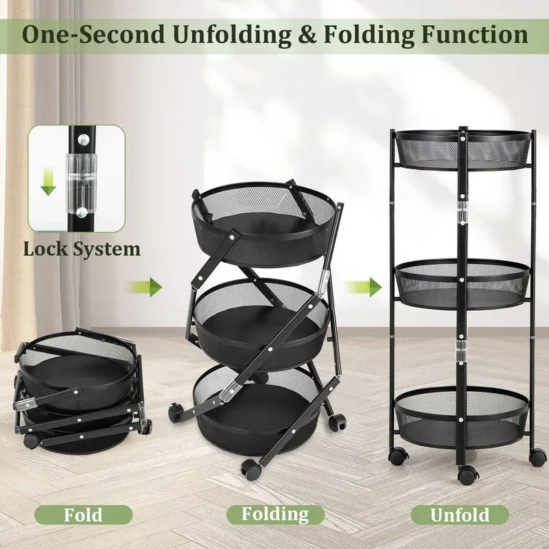 3 Layer Rolling Foldable Cart β photo 3