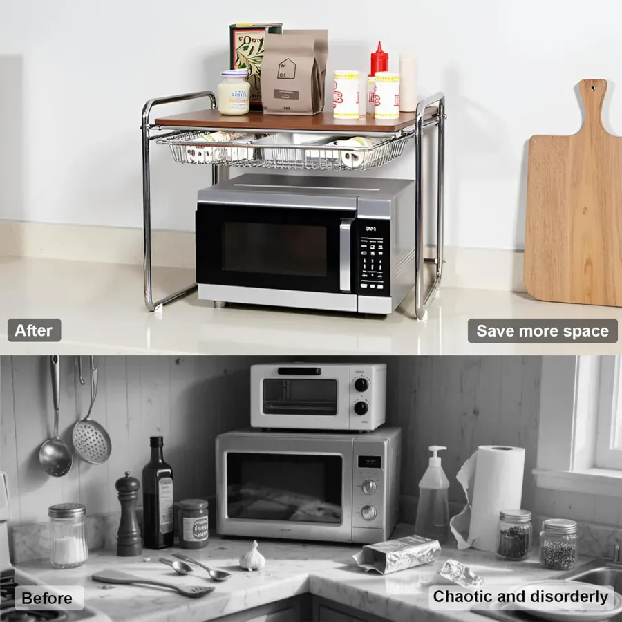 2 Tier Microwave Shelf Stand Kitchen Organizer — photo 6