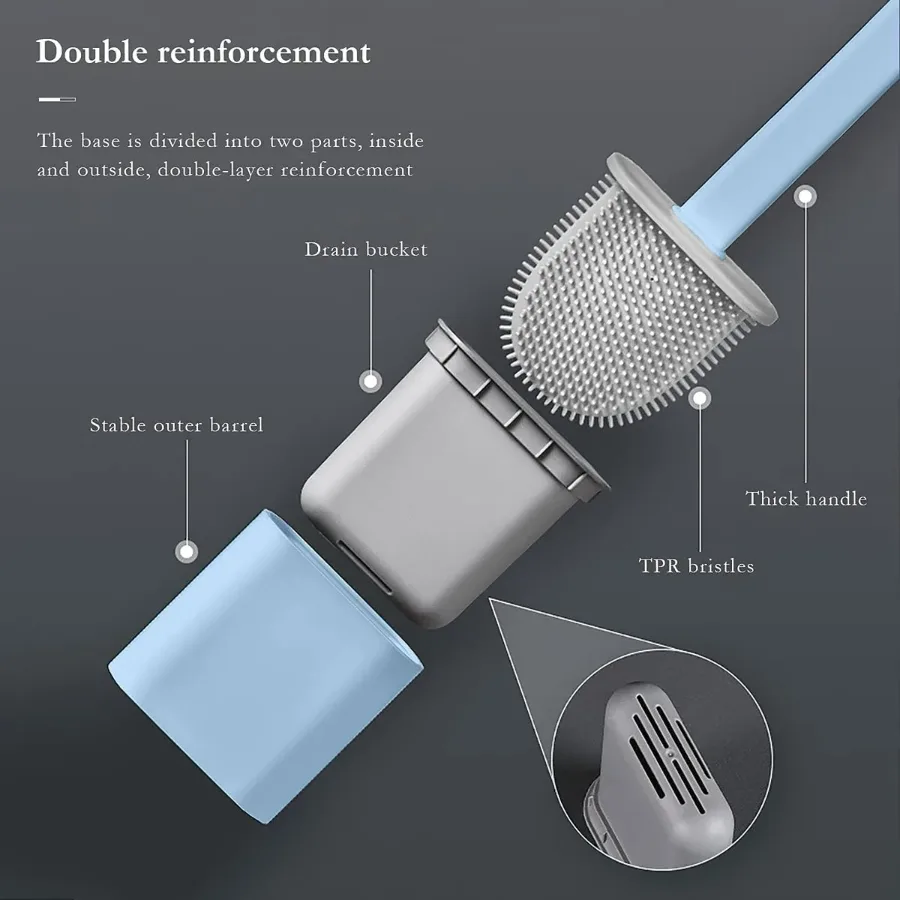 Silicone Toilet Brush Set - Bendable Deep Cleaning Feature β photo 7