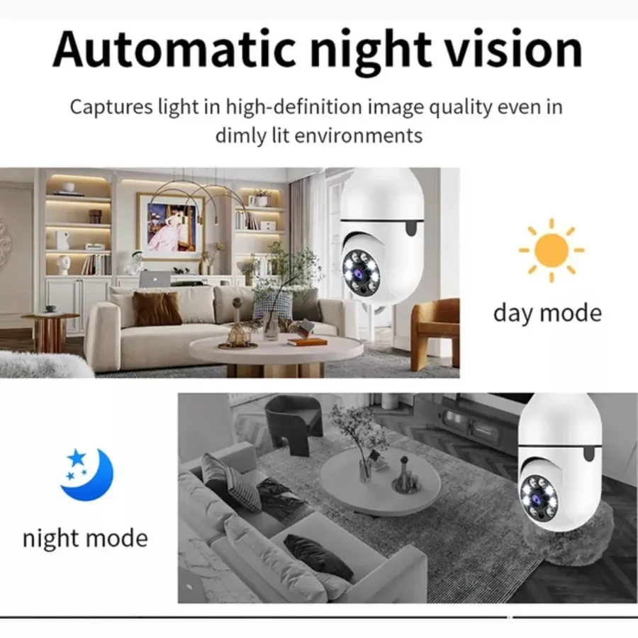 V380 PRO E27 360 Degree LED Light 1080P Wireless Panoramic Home Security WiFi Camera — photo 3