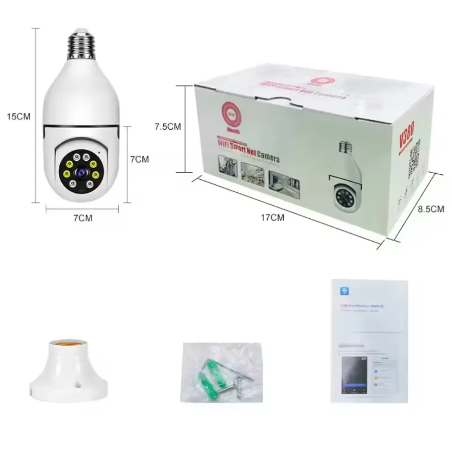 V380 PRO E27 360 Degree LED Light 1080P Wireless Panoramic Home Security WiFi Camera β photo 5