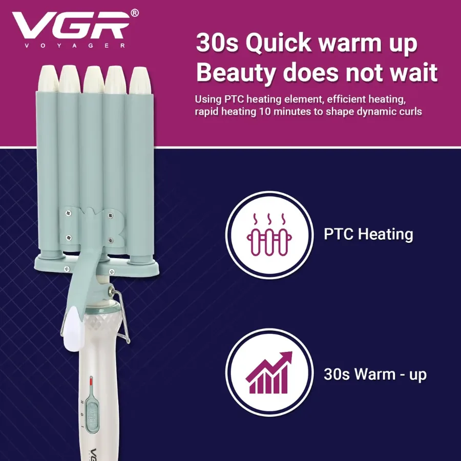 VGR V597, Professional Wavy Hair 5 Barrels Curling Iron β photo 3
