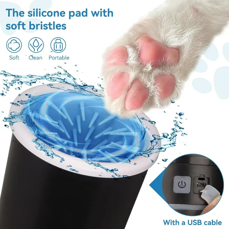 Dog Pet Foot Cleaner Rechargeable Soft Brushes for Small & Medium Dogs — photo 2