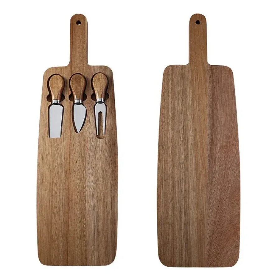 a Wood Cheese Board and Knife Set: Charcuterie Serving Platter for Meat, Cheese, Crackers — photo 6