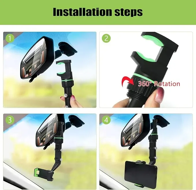 Multifunctional Car Phone Holder Mount, Rearview Mirror Phone Holder for Car, 360 Degree Rotatable — photo 3
