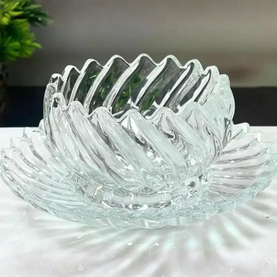 DELI CLEAR RIBBED GLASS BOWL AND SAUCCER 6+6 PCS โ photo 2