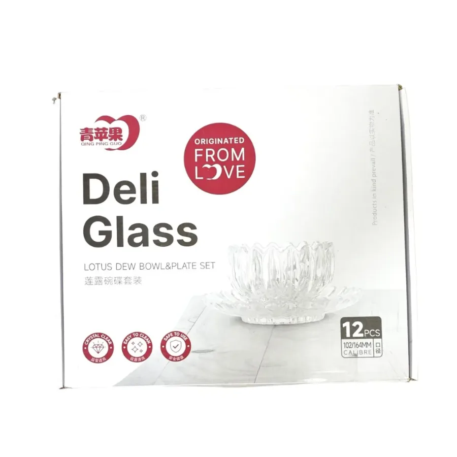 DELI CLEAR RIBBED GLASS BOWL AND SAUCCER 6+6 PCS โ photo 3