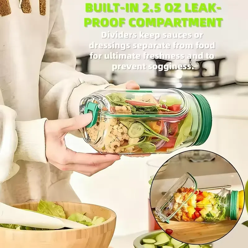 Portable Salad Pod,Leakproof Plastic Salad Container with Side-opening Cover — photo 4