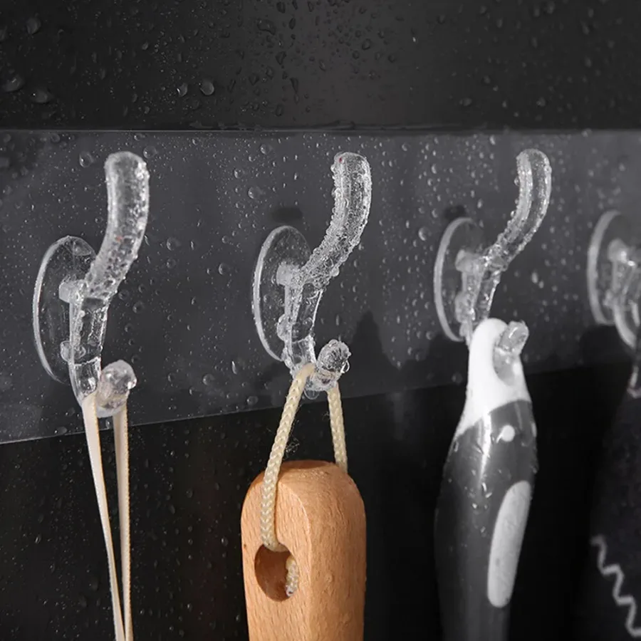 6 Row Transparent Wall Hook Strong Self Adhesive Door Wall Hangers for Kitchen Bathroom — photo 3
