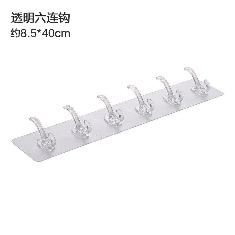 6 Row Transparent Wall Hook Strong Self Adhesive Door Wall Hangers for Kitchen Bathroom β photo 4