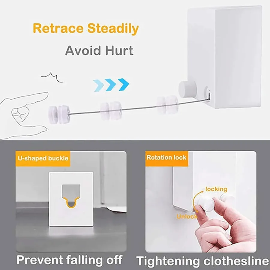 Retractable Clothesline - Clothes Drying Rope Adjustable — photo 3