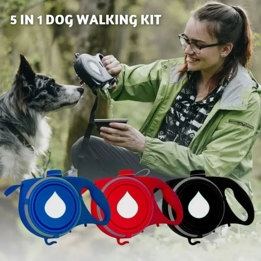 Aqua Leash, 5 In 1 Pet Essentials , Dog Walking Essentials All in one!
