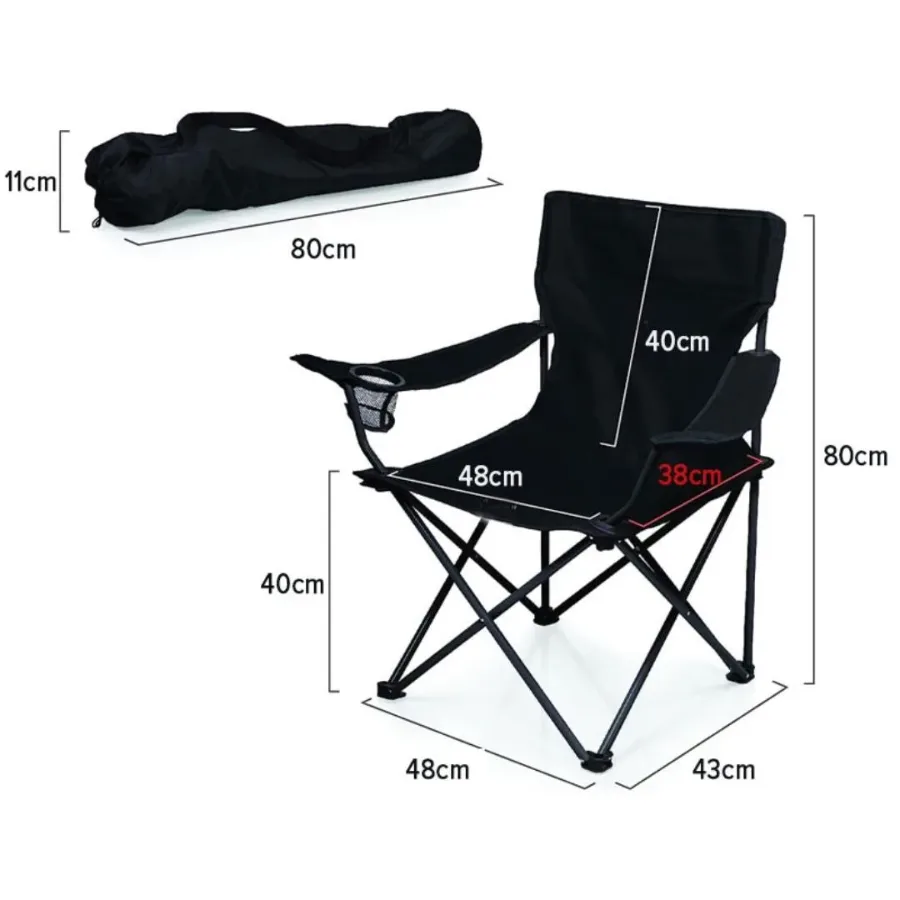 Portable & Foldable Camping Chair with Cup Holder, Outdoor Chair β Black β photo 5