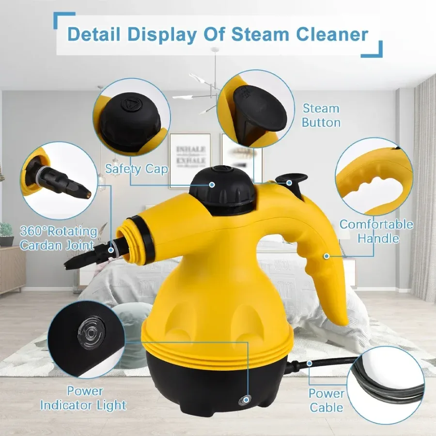 High Pressure Steam Cleaner – 1000W Handheld Steam Cleaning Machine with 9 Accessories for Kitchen, Bathroom, Furniture & Car Detailing — photo 4