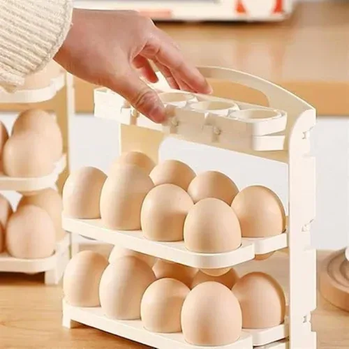 Modern Egg Storage Rack Organizer – 3 Tier Rolling Egg Holder — photo 3