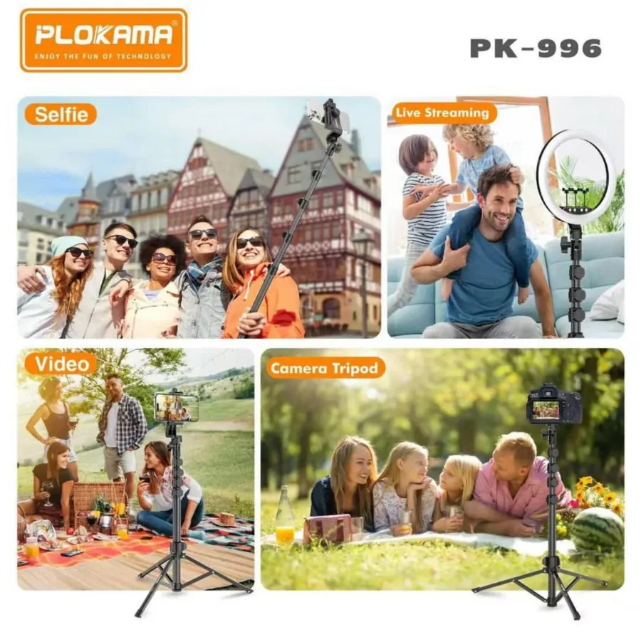 PLOKAMA PK996 Multifunctional Bluetooth Tripod with Remote 5.5F PK996 β photo 6