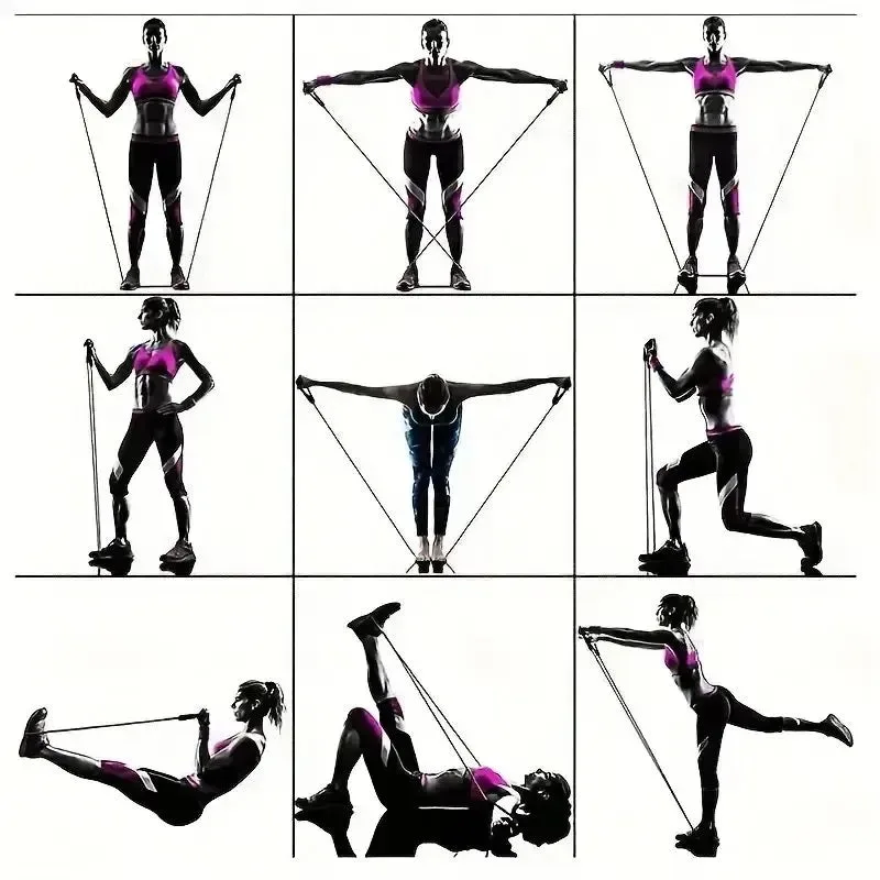 11Pcs Resistance Bands Set Elastic Tube Bands Door Anchor Ankle Straps Cushioned Handles with Carry Bags for Home Gym β photo 4