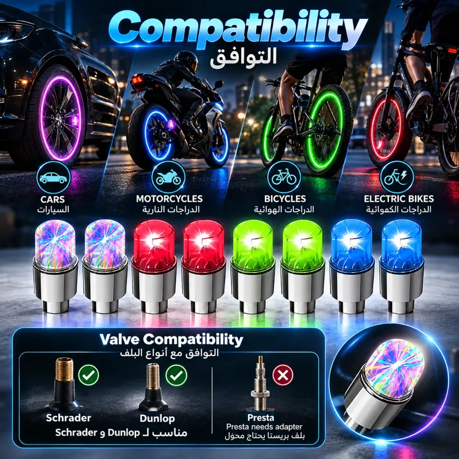RGB LED tire valve stem cap lights - 4 Pcs — photo 4