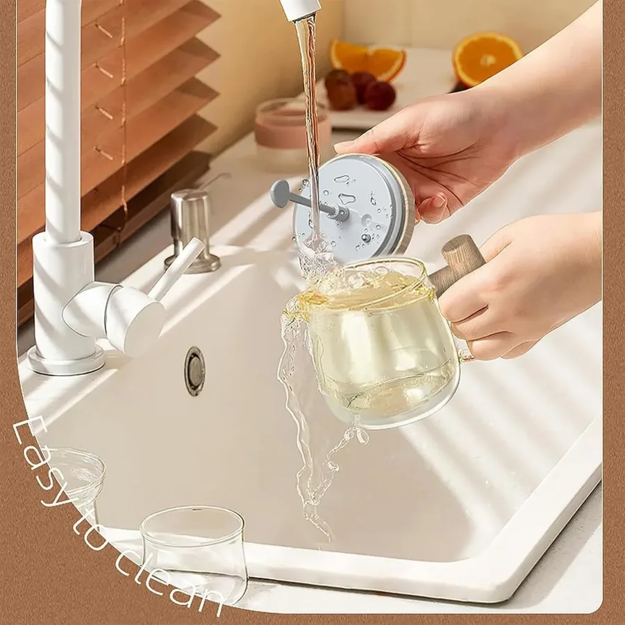 Self Stirring Coffee Mug, Glass Electric Self Mixing Cup with Lid & Handle β photo 5