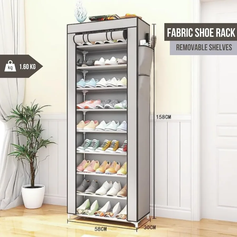 Shoe rack 10 Tier Shoes Rack Organiser with Dustproof Cover — photo 3